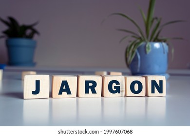 jargon on toy cubes on a light background