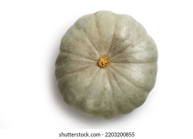 Jarrahdale Winter Squash Pumpkin Isolated On White Background, Top View