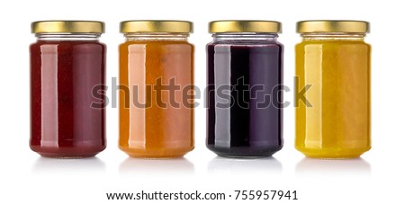 Jars of  jam isolated on white background 