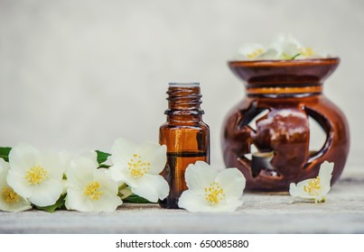 Jasmine Essential Oil. Selective Focus. 