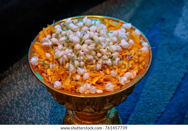 Jasmine Marigold Flower Traditional Tray One Stock Photo Edit Now