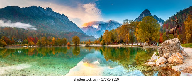 Jasna lake with beautiful reflections of the mountains. Triglav National Park, Slovenia - Shutterstock ID 1729149310