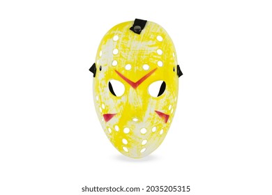 Jason Voorhees Hockey Mask From Friday The 13th Movie Isolated On White Background - Saint Petersburg, Russia, September 2021