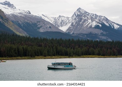 Jasper Alberta, Canada - September 5, 2020. The Maligne Lake in Jasper National Park.