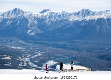 Jasper Rocky Whistler, People Enjoying Themselves On The Mountain.