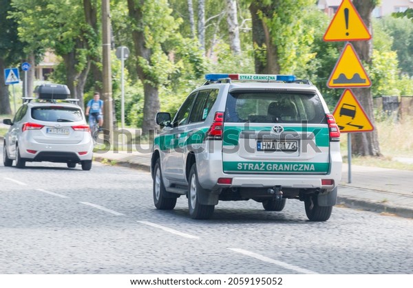 Jastrzebia Gora, Poland -\
July 21, 2021: Toyota Land Cruiser car of Polish Border Guard\
(Straż Graniczna).