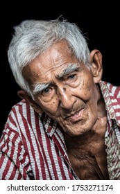 Java, Indonesia- November 25 2016: Close-up Portait From An Old Man From The City Of Yogyakarta, Java Island, Indonesia.