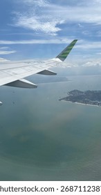 Java island view from the airplane cabin