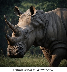 The Javan Rhino is one of the world's most endangered large mammals. Found primarily in Ujung Kulon National Park in Indonesia, this species is distinguished by its single horn 