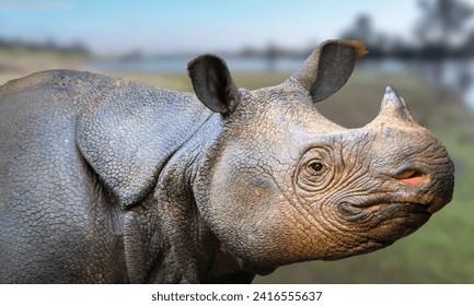 The Javan Rhino (Rhinoceros sondaicus) is a critically endangered species, with distinctive folds of skin. Capturing rare beauty in nature. - Powered by Shutterstock