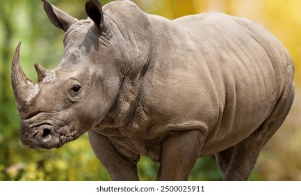 Javan Rhino.This powerful close-up photograph captures the unique features of the critically endangered Javan rhino.