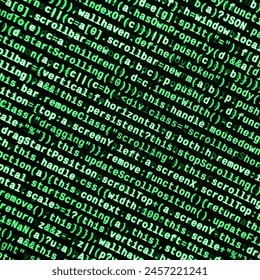 Javascript functions, variables, objects. Monitor closeup of function source code. IT specialist workplace. Big data and Internet of things trend. HTML website structure. Website programming code