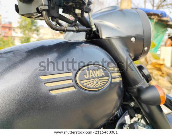 JAWA PERAK Motorcycle tank JAWA logo after\
washing Chandigarh India\
31January2022