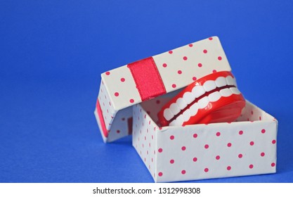 Jaws Gift Box Blue Background Sense Stock Photo Edit Now