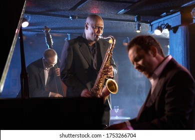 Jazz Band On Stage Group Portrait