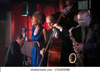 Jazz band performing in nightclub