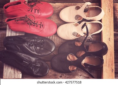 Jazz Dance Shoes Of Different Colors, Image Tinted