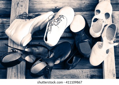 Jazz Dance Shoes, Top View, Monochrome Toning