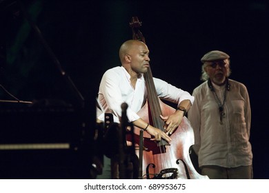 JAZZ EN LA COSTA, SPAIN - JULY 18 , 2017: Reuben Rogers, Bass, And Charles Lloyd Quartet, At 30 International Jazz Festival Of Almunecar, Spain. 