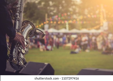 jazz musician playing outdoor concert