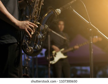 Jazz Musician Playing Outdoor Concert