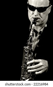 Jazz Saxophone Player Black White Stock Photo 22216984 | Shutterstock