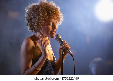 Jazz singer on stage portrait