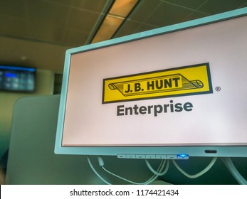 JB Hunt Enterprise Company Logo On A PC Monitor In A Co Working Place In Milan,Italy-September 2018