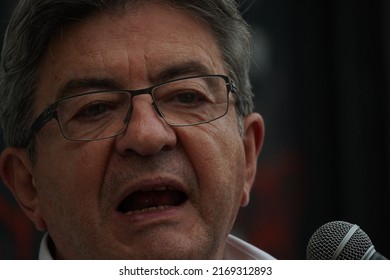 Jean Luc Mélenchon Makes A Speech Outside The Room After The Results Of The Legislative Elections In Paris On June 19, 2022.