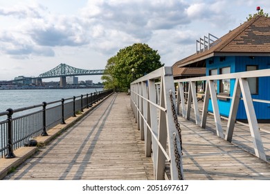 Jean-Drapeau Park Maritime Shuttle Landing Stage. Saint Helens Island In Sunset Time. Montreal, Quebec, Canada.