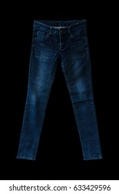 Jeans denim isolated on black background with clipping path