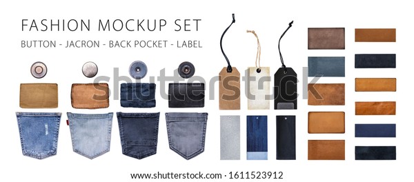 Download Jeans Denim Label Set Mockup Button Stock Photo Edit Now 1611523912