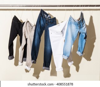 Jeans Hanging On Clothesline