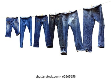 Jeans On A Clothesline To Dry