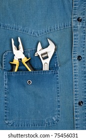 Jeans Shirt Pocket With Hand Tools