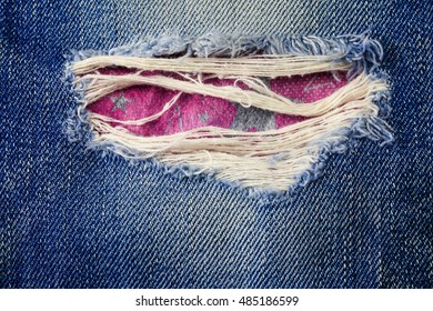 Jeans torn denim texture.
