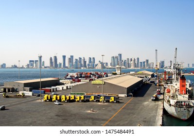 Jebel Ali, UAE, November 15, 2008. Unloading Heavy Equipment And Trucks From The Ro-Ro Vessel In The Port Of Jebel Ali