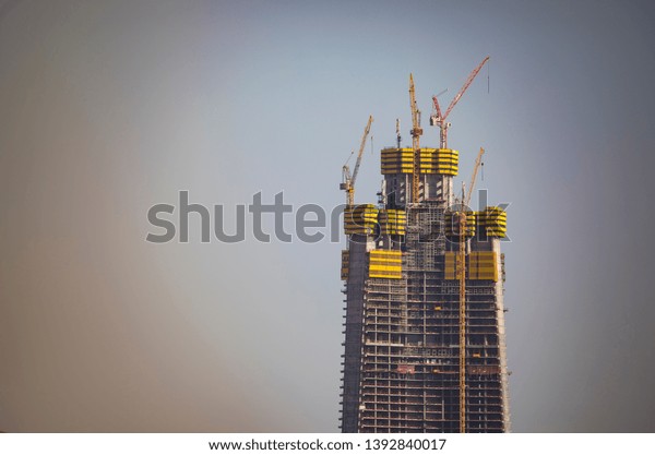 Jeddah City Kingdom Tower Under Construction Stock Photo Edit Now 1392840017