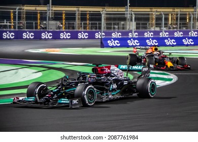 Jeddah, Saudi Arabia. 2-5 December 2021. F1 World Championship 2021. 1st Saudi Arabia F1 GP. Lewis Hamilton, Mercedes, Winner Of The Race.