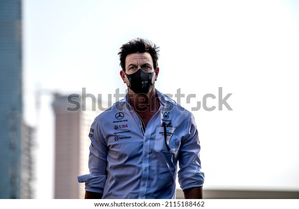 JEDDAH, SAUDI ARABIA -\
December 3, 2021: Toto Wolff at round 21 of the 2021 FIA Formula 1\
championship taking place at the Jeddah Corniche Circuit in Jeddah\
Saudi Arabia