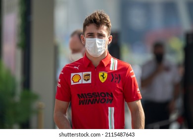 JEDDAH, SAUDI ARABIA - December 4, 2021: Charles Leclerc, From Monaco Competes For Scuderia Ferrari At Round 21 Of The 2021 FIA Formula 1 Championship At The Jeddah Corniche Circuit.