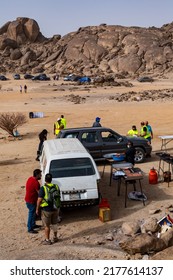 Jeddah, Saudi Arabia, March 18 2022. Hiking In The Desert Near Moon Mountain With The Hash House Harriers