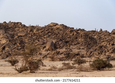 Jeddah, Saudi Arabia, March 18 2022. Hiking In The Desert Near Moon Mountain With The Hash House Harriers