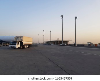 JEDDAH, SAUDI ARABIA - MAY 07, 2018: King Abdulaziz International Airport With Planes And Passengers At Early In The Morning.