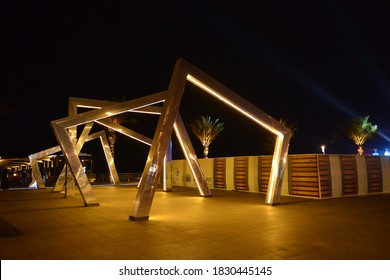 JeddahSaudi Arabia - February 25, 2018.
A Beautiful Modern Artistic Sculpture Of Jeddah;s Corniche Beach, Representing Saudi Arabia's Vision 2030.