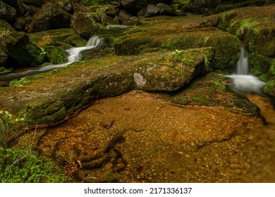 Jedlova creek in Jizerske mountains in spring cloudy morning - Shutterstock ID 2171336137