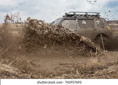 Jeep Crashed Into A Puddle And Picked Up A Spray Of Dirt