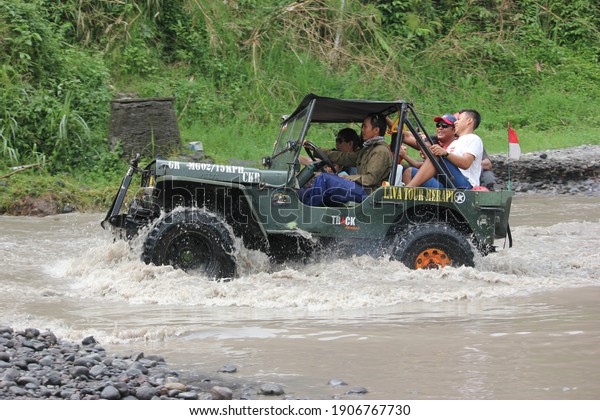 Jeep of Merapi Lava Tour
adventure - one good recreation for family or group of tour in
Yogyakarta Indonesia, Lava Tour Merapi : Indonesia 8 January
2021(focus selection)