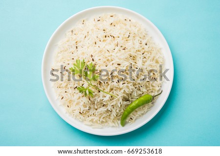 Jeera rice , basmati rice flavored with fried cumin seeds