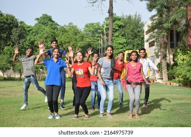 Jeevan Jyoti School Students Celebrating Result Of Haryana Education Board Exam. Gurugram, Haryana, India. May 17, 2019.